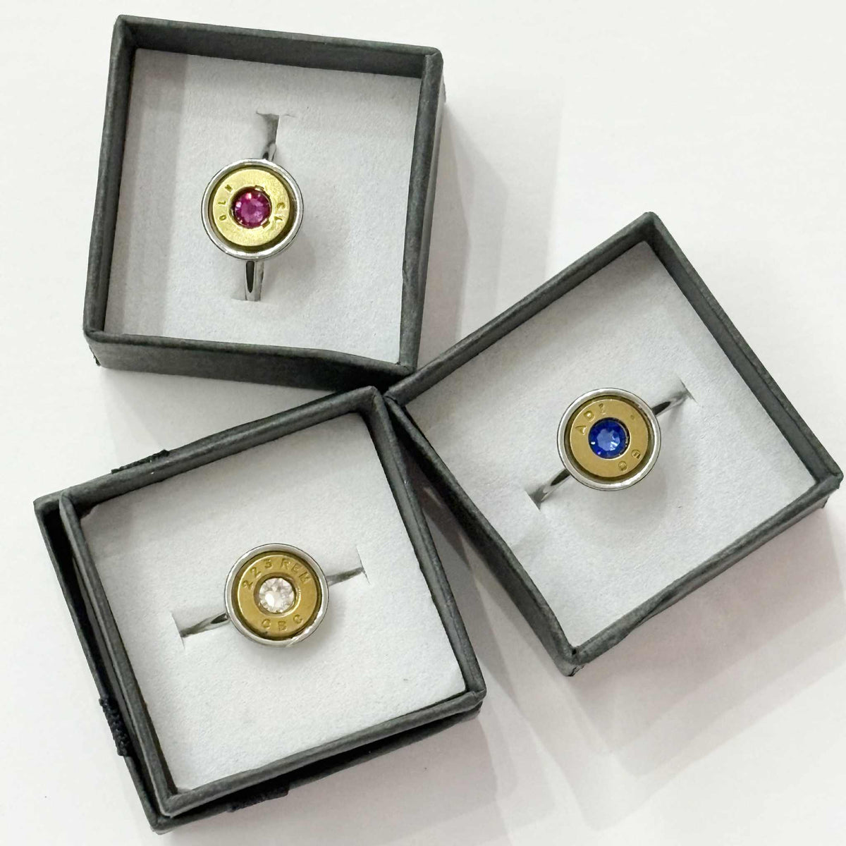WILD BRASS- Adjustable Rings- Dark Blue Swarovski Crystal