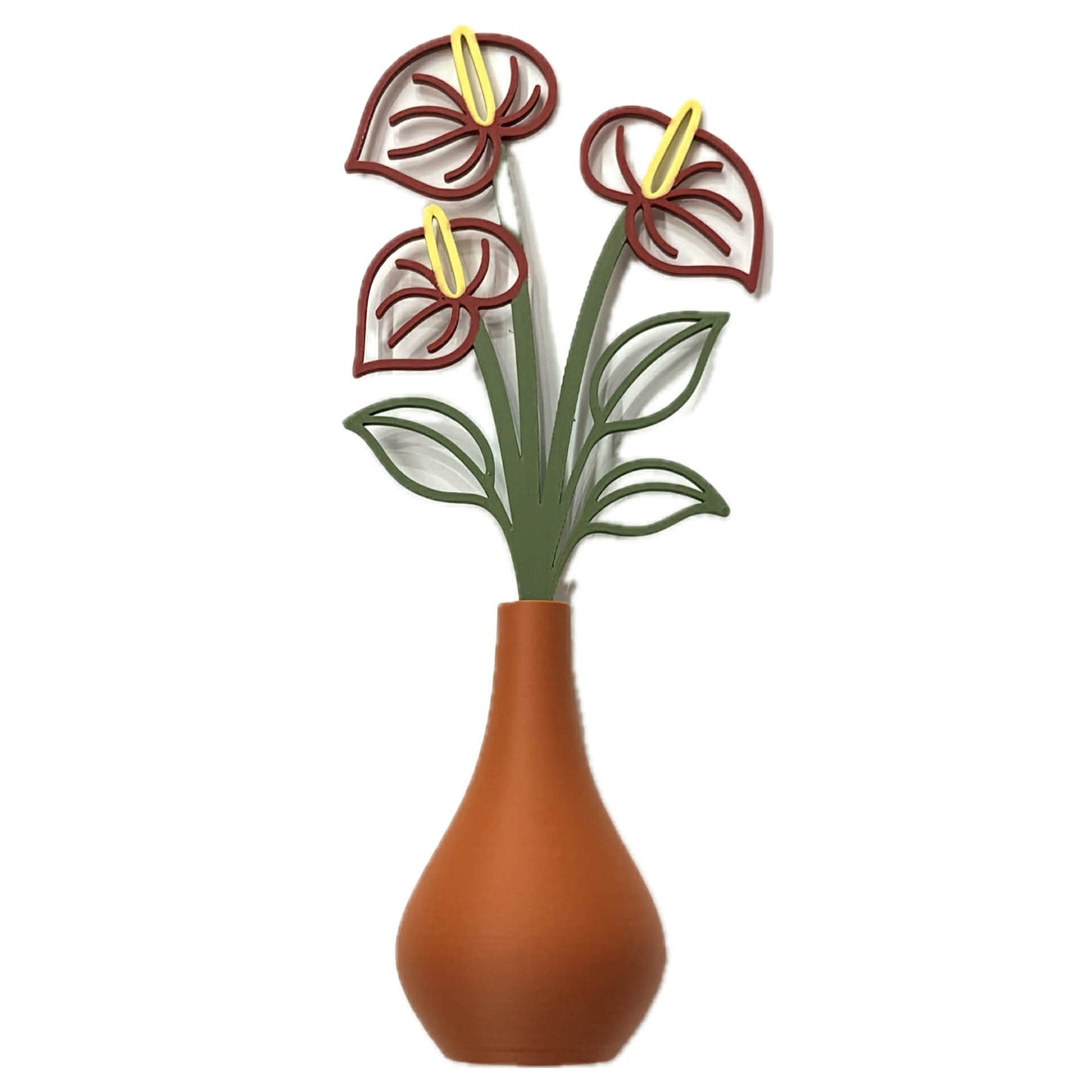 DWAYNSKI.3D - ANTHURIUM BLOOMS - MAGNETIC BUD VASE WITH PRINTED FLOWER STEM