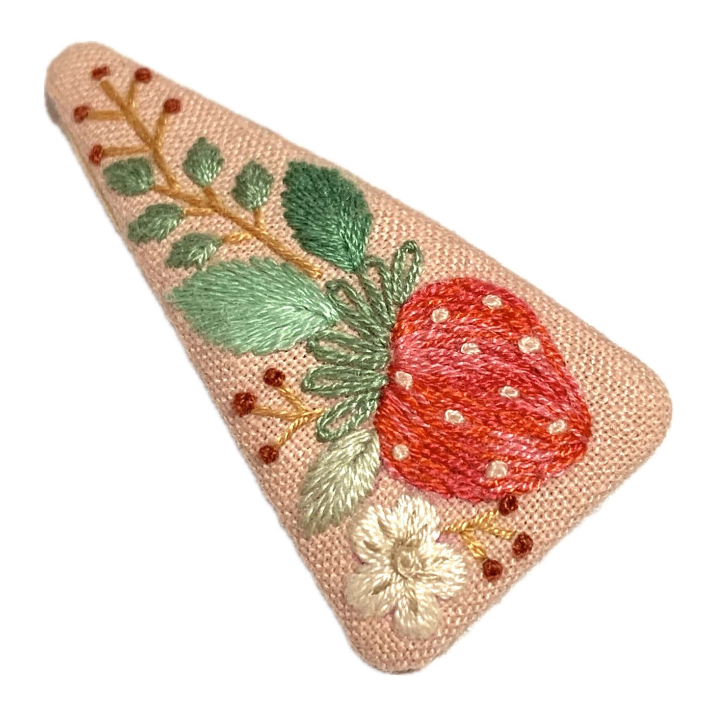 THIS BIRD HAS FLOWN - STRAWBERRY - Embroidered Hair Clip