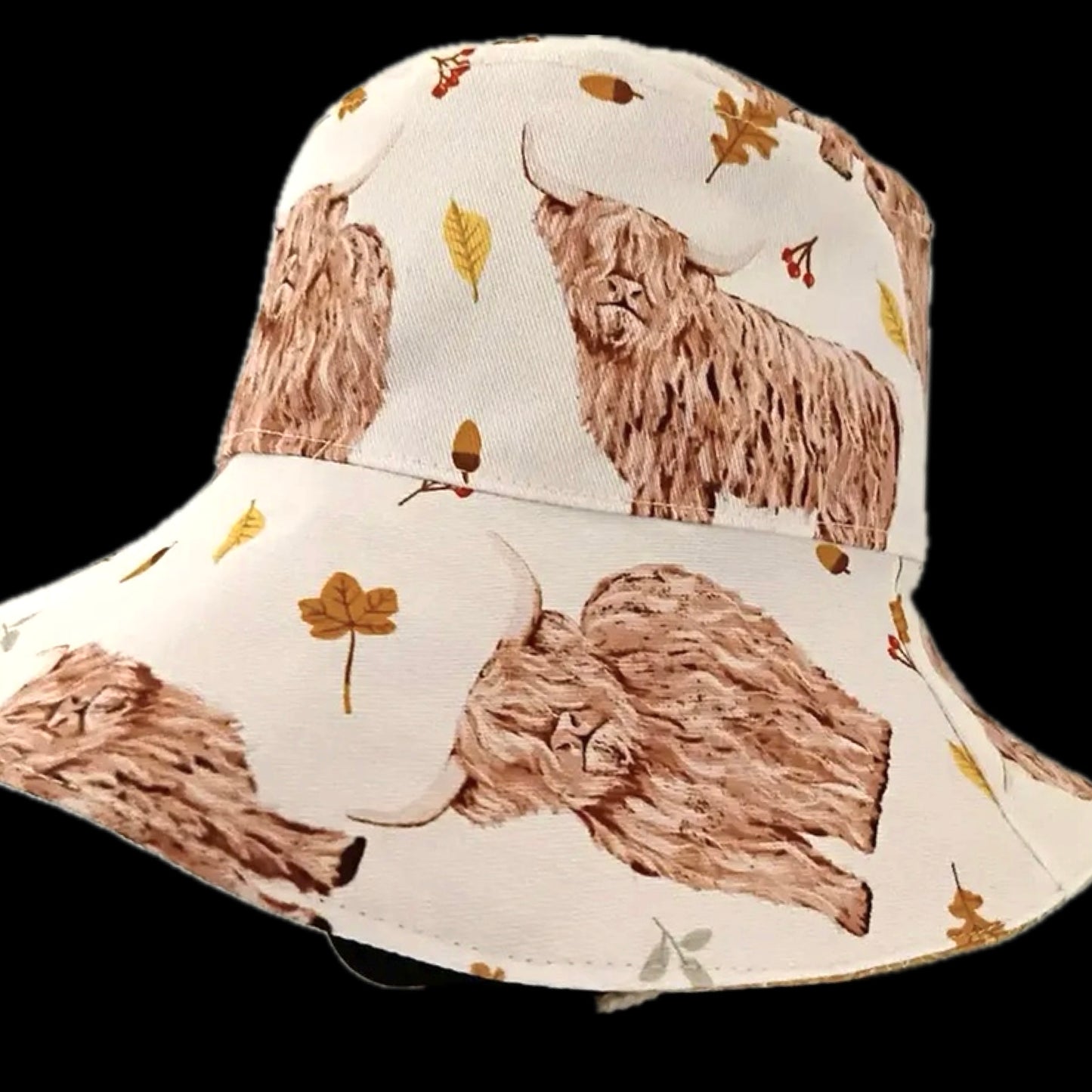 Teacups n Quilts - Highland Cows Fabric Hats - Kids Size Medium