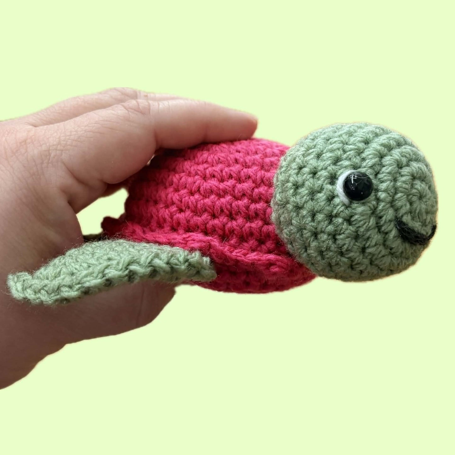 BEAKNITS-Crocheted Turtle - Raspberry Pink Shell