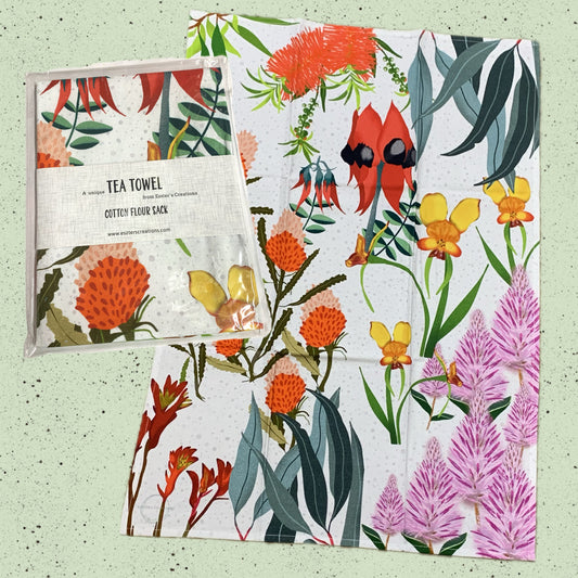 ESZTER'S CREATIONS - "Australian Wildflower"- Tea Towel