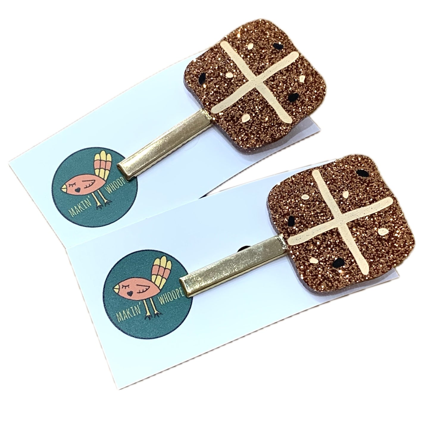 MAKIN' WHOOPEE - "Hot Cross Bun" Hair Clip - Copper Glitter