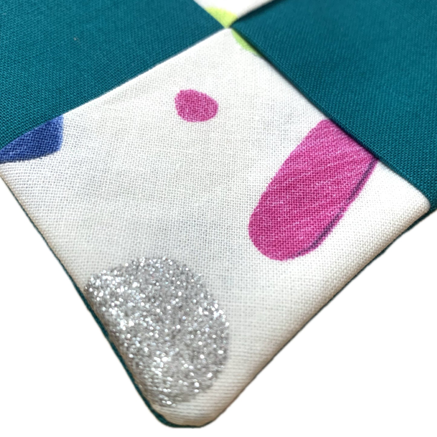MUMMA WHOOPEE- WINE GLASS SLIPPER/COASTERS- Blobs & Teal