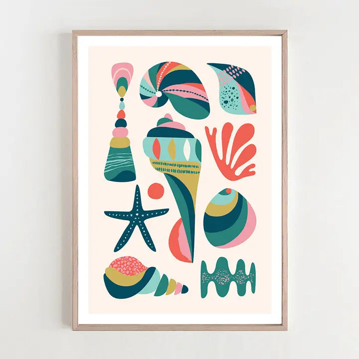 3 BIRDIES STUDIO- "Seashell" A4 Art Print