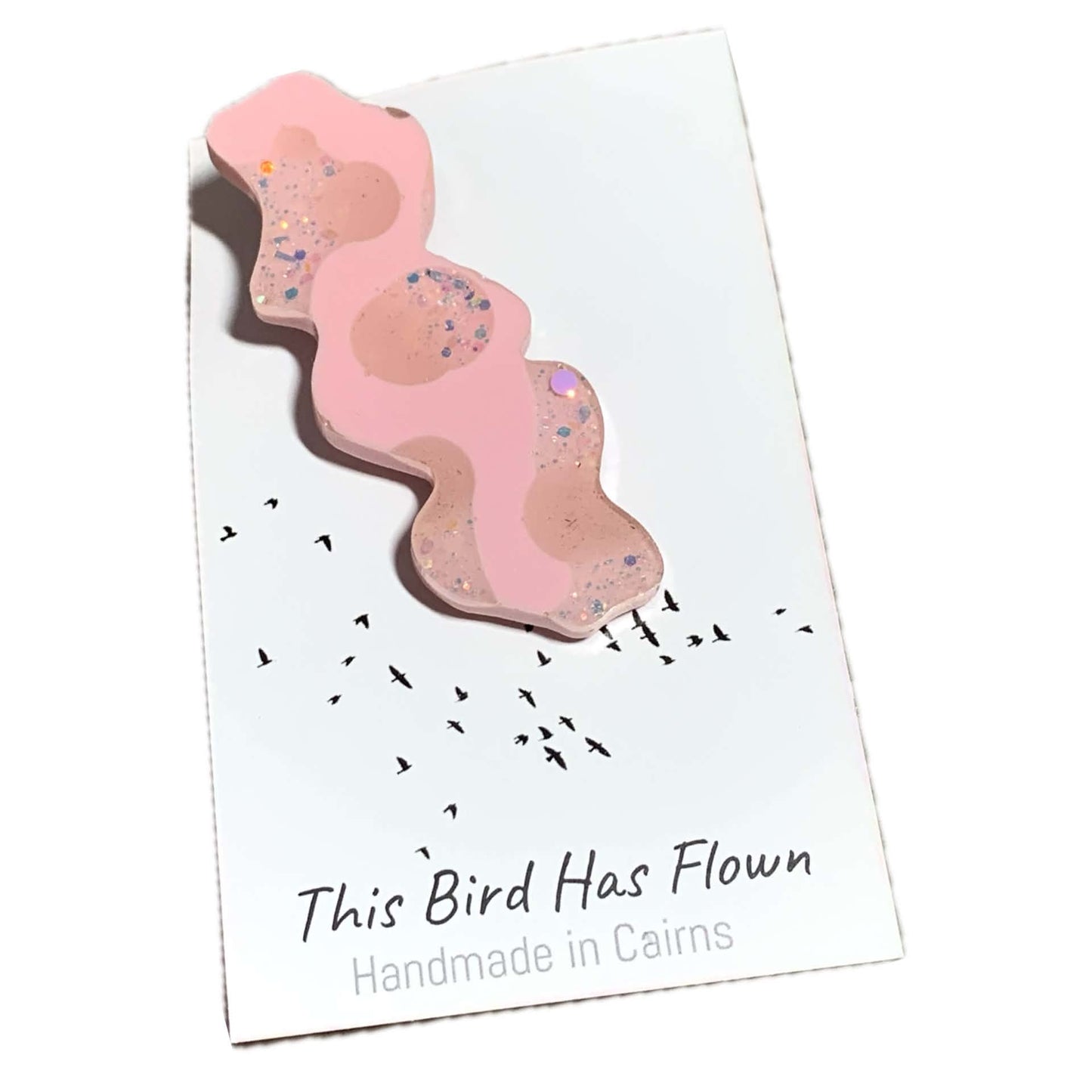 THIS BIRD HAS FLOWN - Pink Squiggles - Large Acrylic Alligator Hair Clip