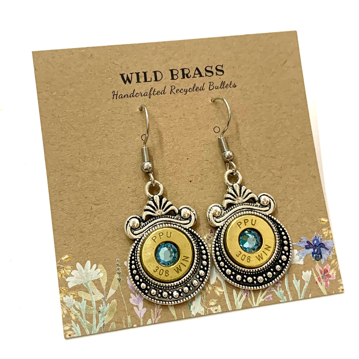 WILD BRASS- Aztec Drops- Light Blue Swarovski Crystal