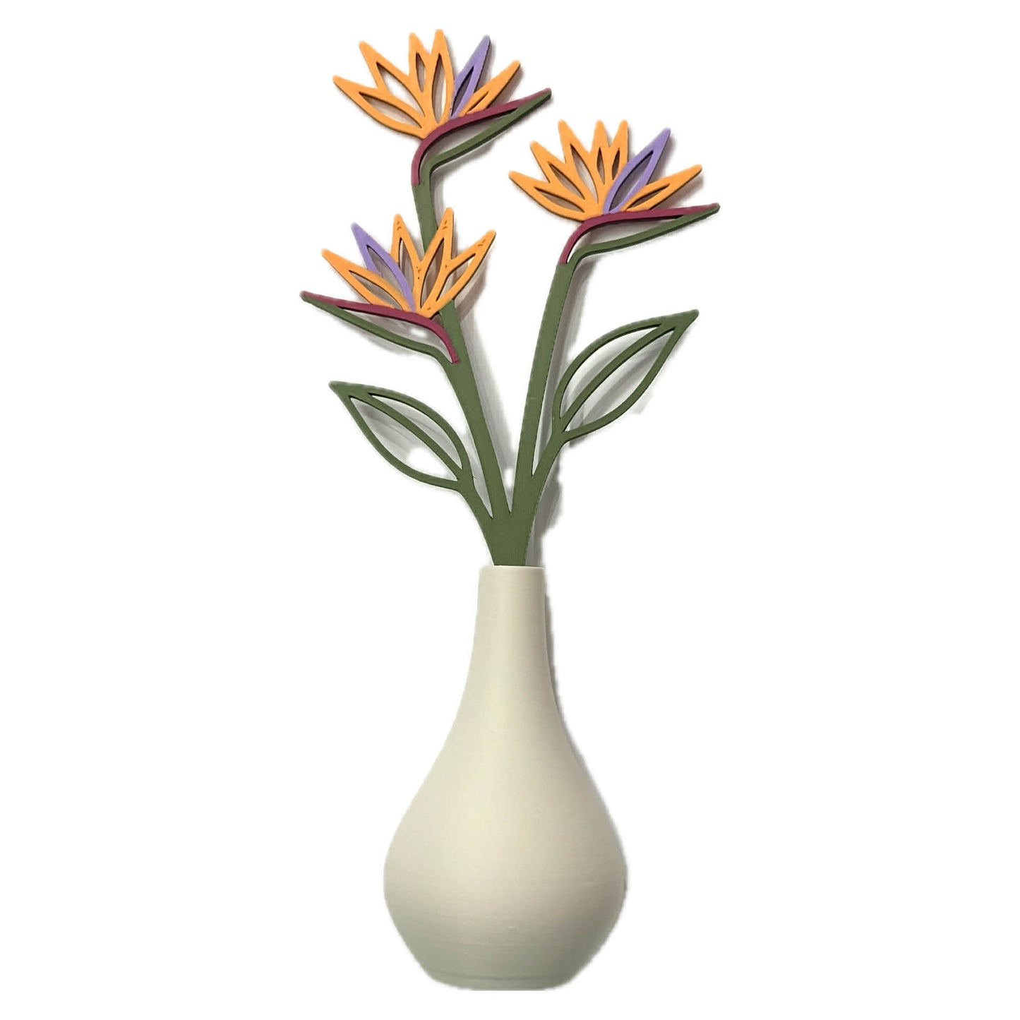 DWAYNSKI.3D - BIRD OF PARADISE - MAGNETIC BUD VASE WITH PRINTED FLOWER STEM