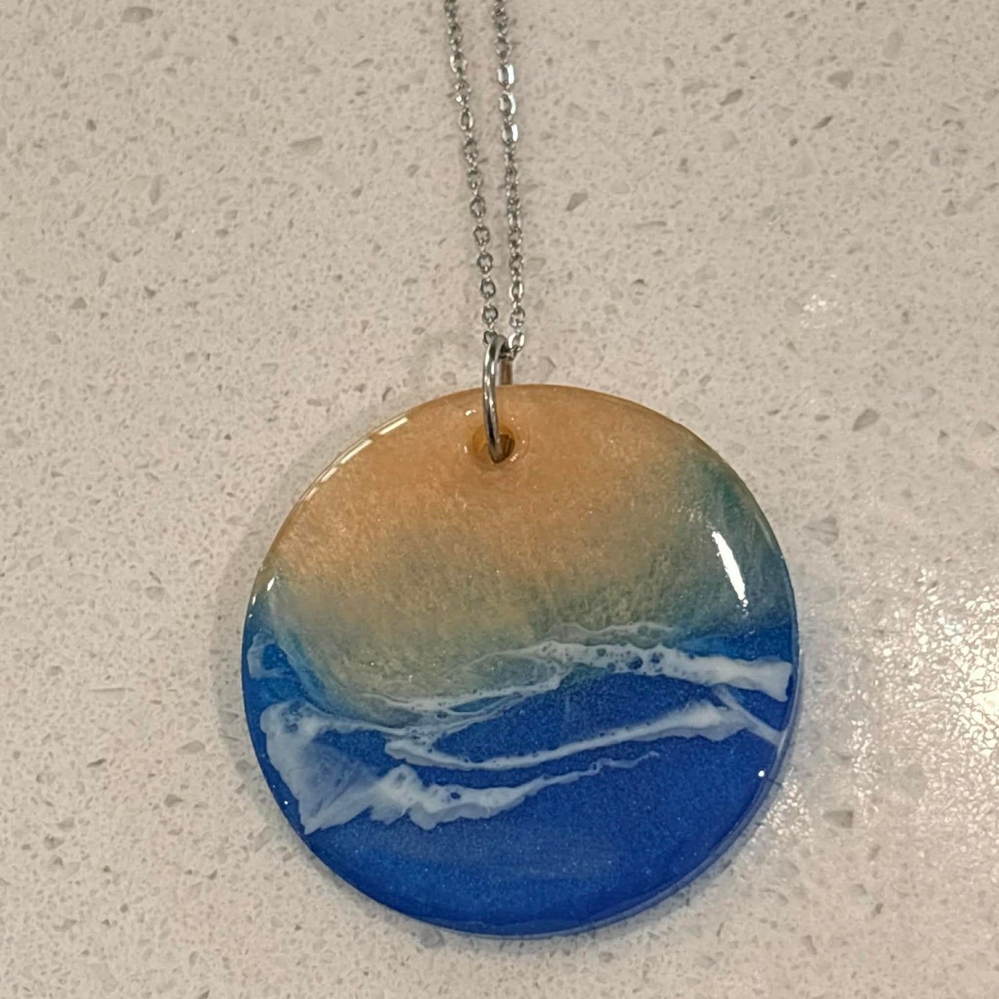 BRENDA STONE ART - Large Ocean Pendant (Metal Chain) 3