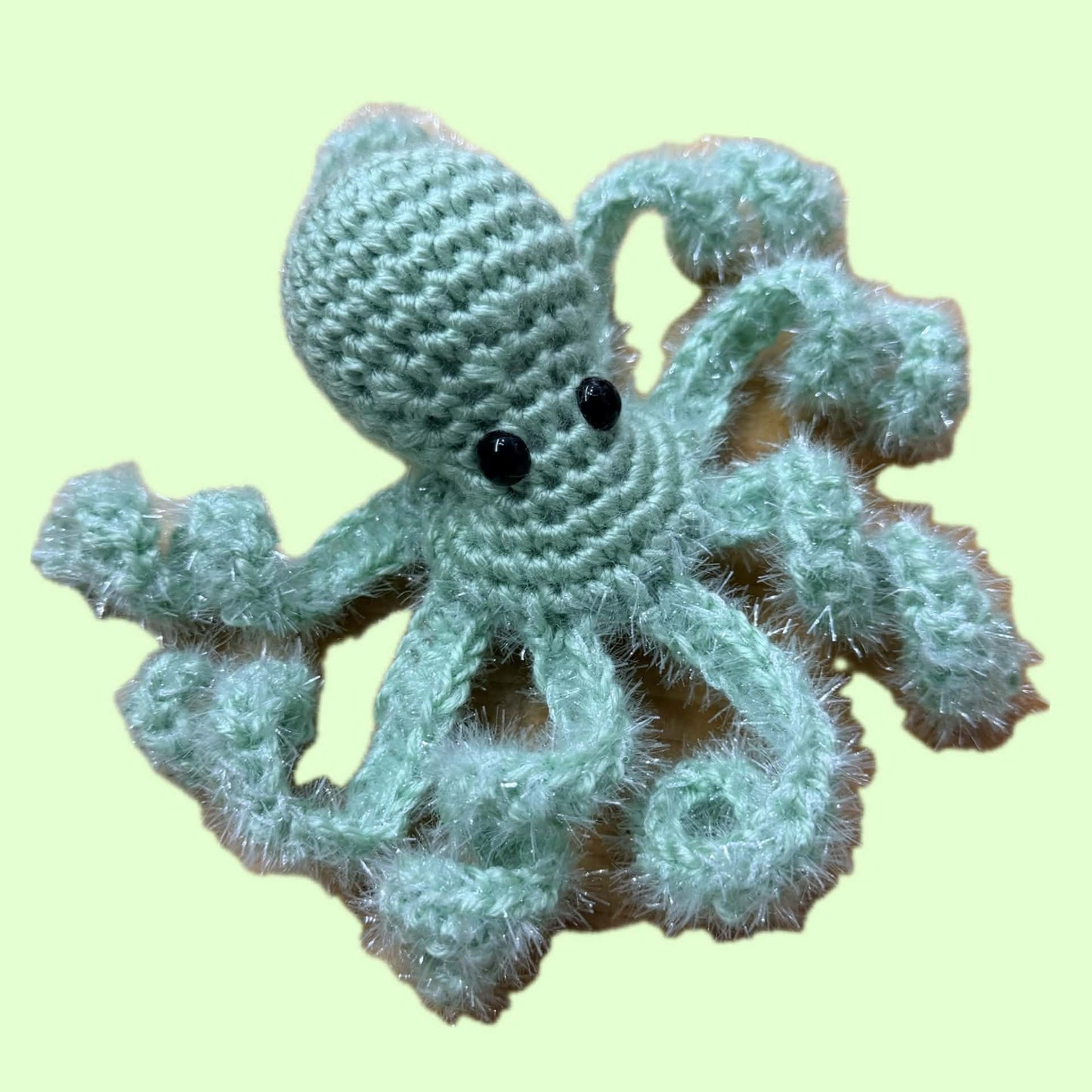 BEAKNITS- CROCHETED OCTOPUS - Mint Green Tinsel