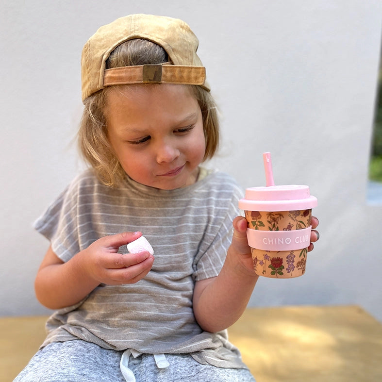 CHINO CLUB- Kids 4oz Reusable Babychino Cup- Australian Flowers