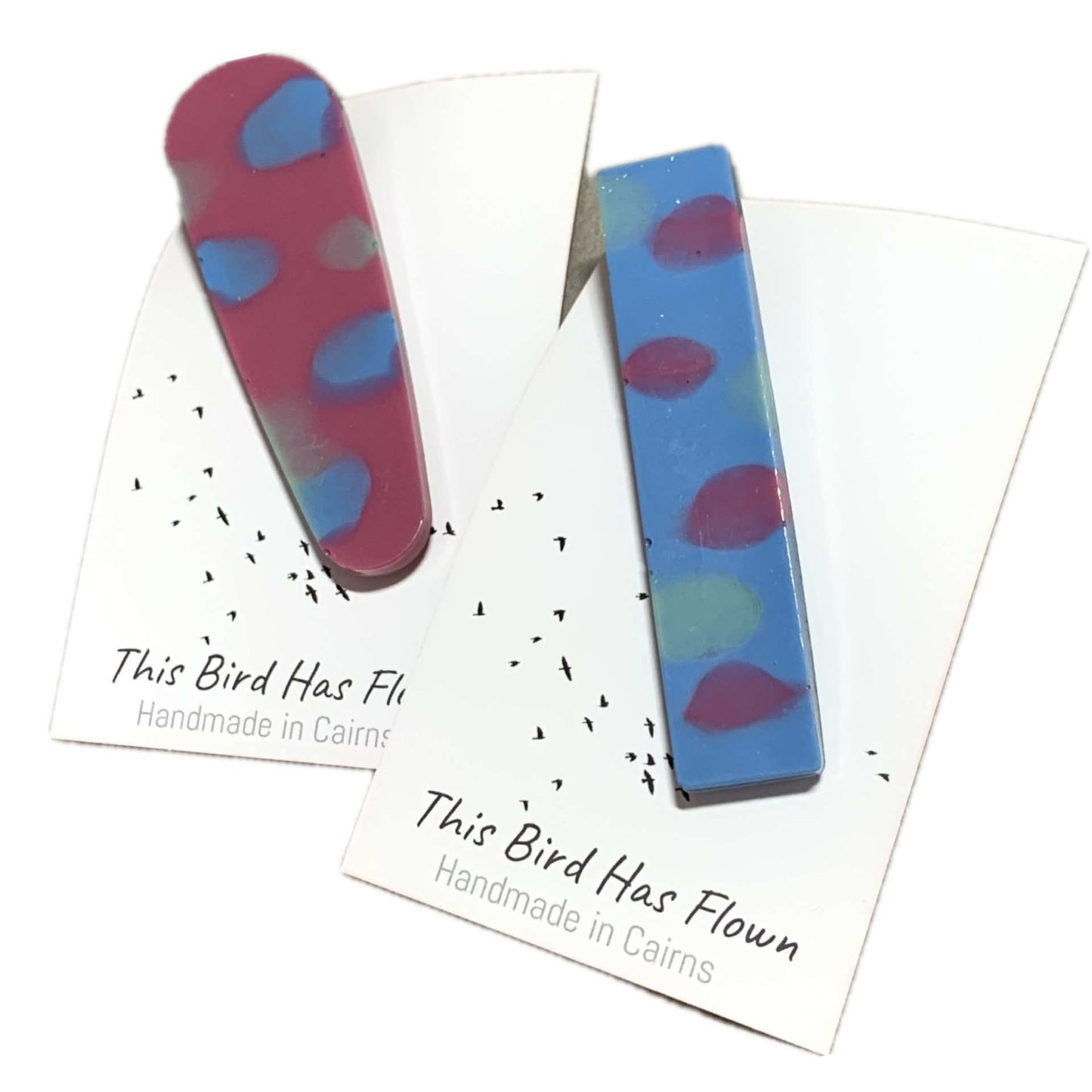 THIS BIRD HAS FLOWN - Blue Tie Dye - Large Acrylic Alligator Hair Clip