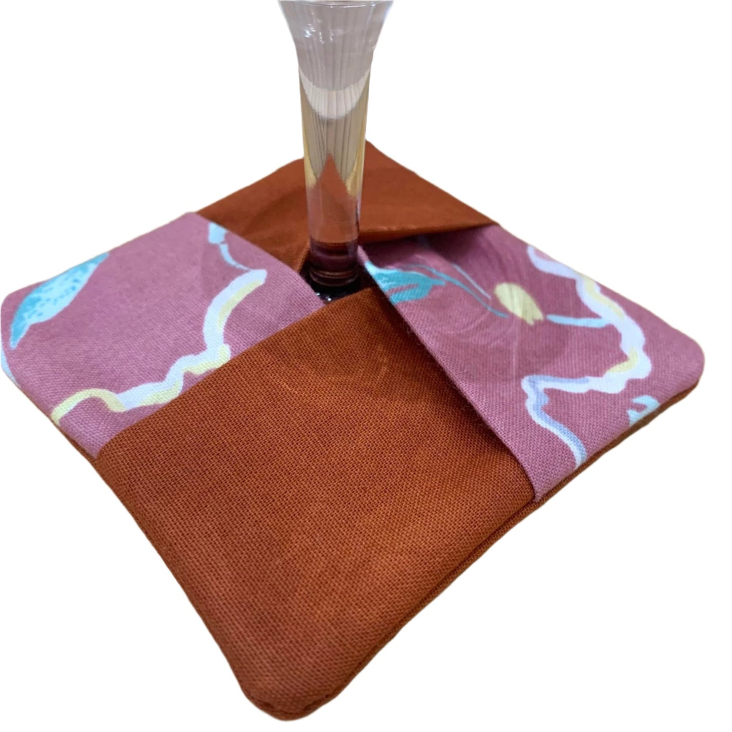 MUMMA WHOOPEE- SINGLE WINE GLASS SLIPPER/COASTERS- Funny Food & Green