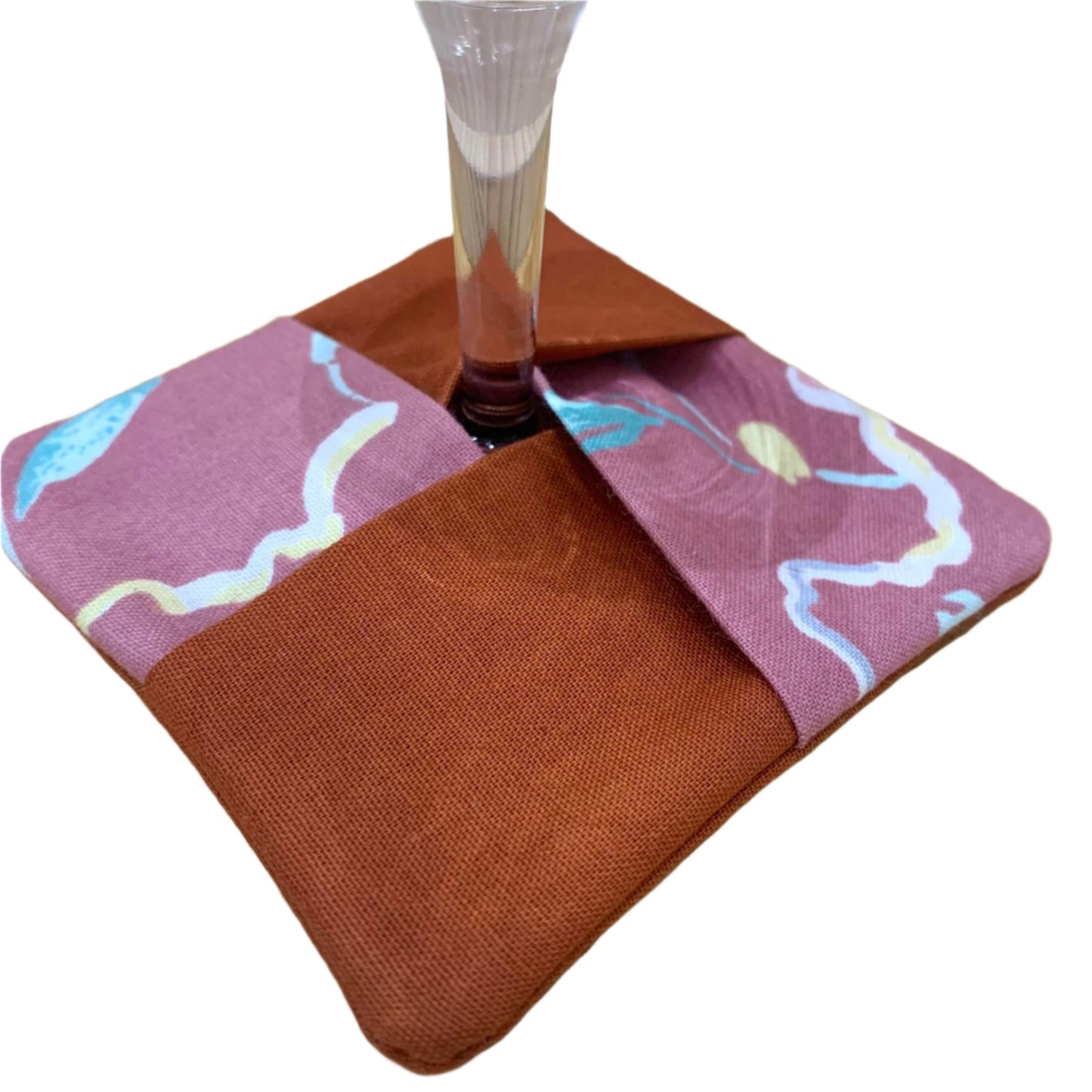 MUMMA WHOOPEE- SINGLE WINE GLASS SLIPPER/COASTERS- Retro Recipe & Red