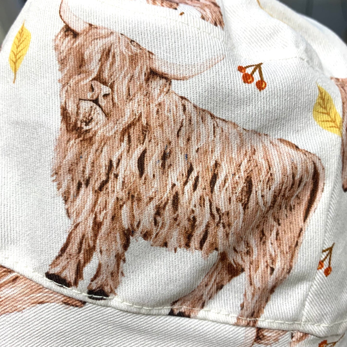 Teacups n Quilts - Highland Cows Fabric Hats - Kids Size Medium