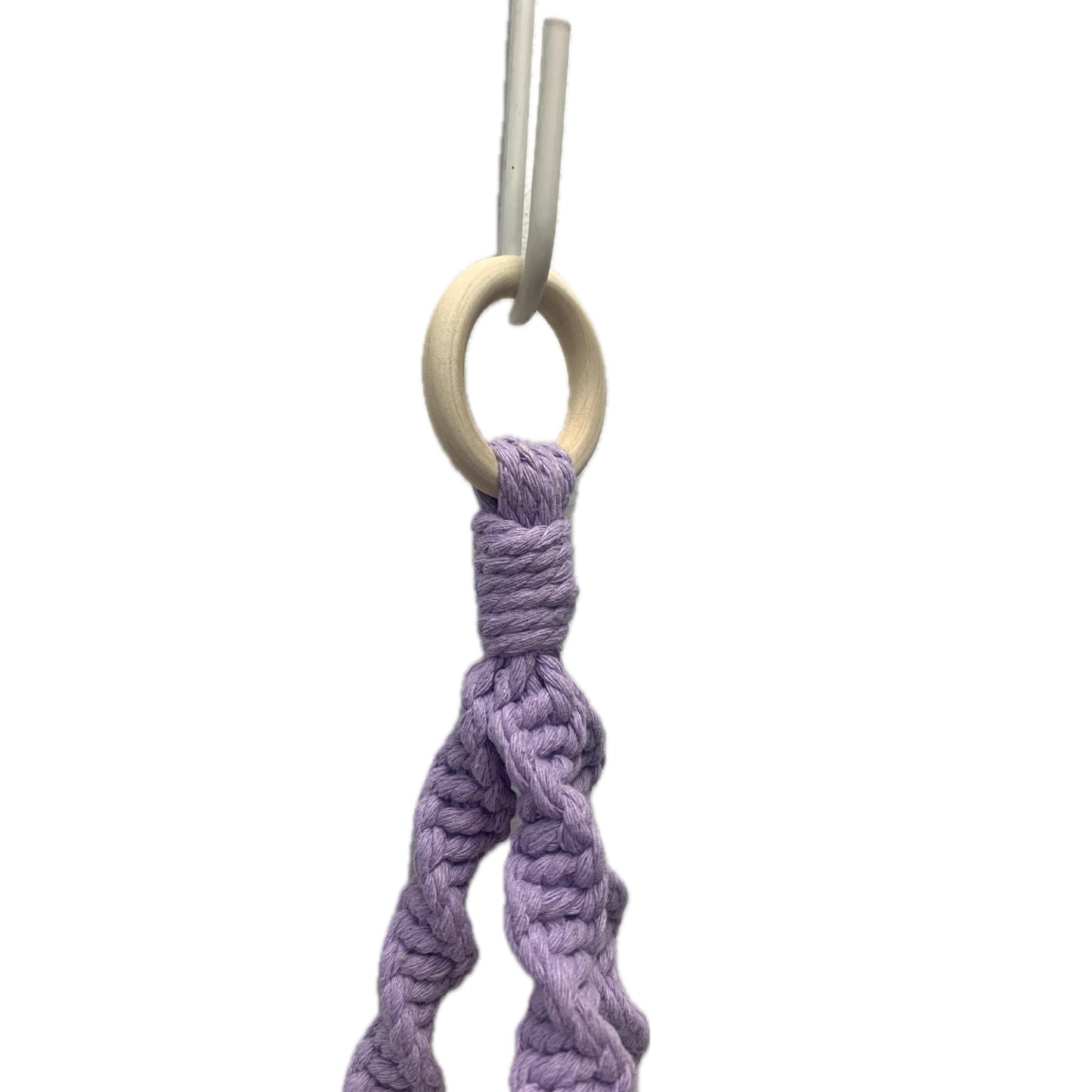THIS BIRD HAS FLOWN - Macrame Pot Holder- Lavender Twisted Weave with Pot
