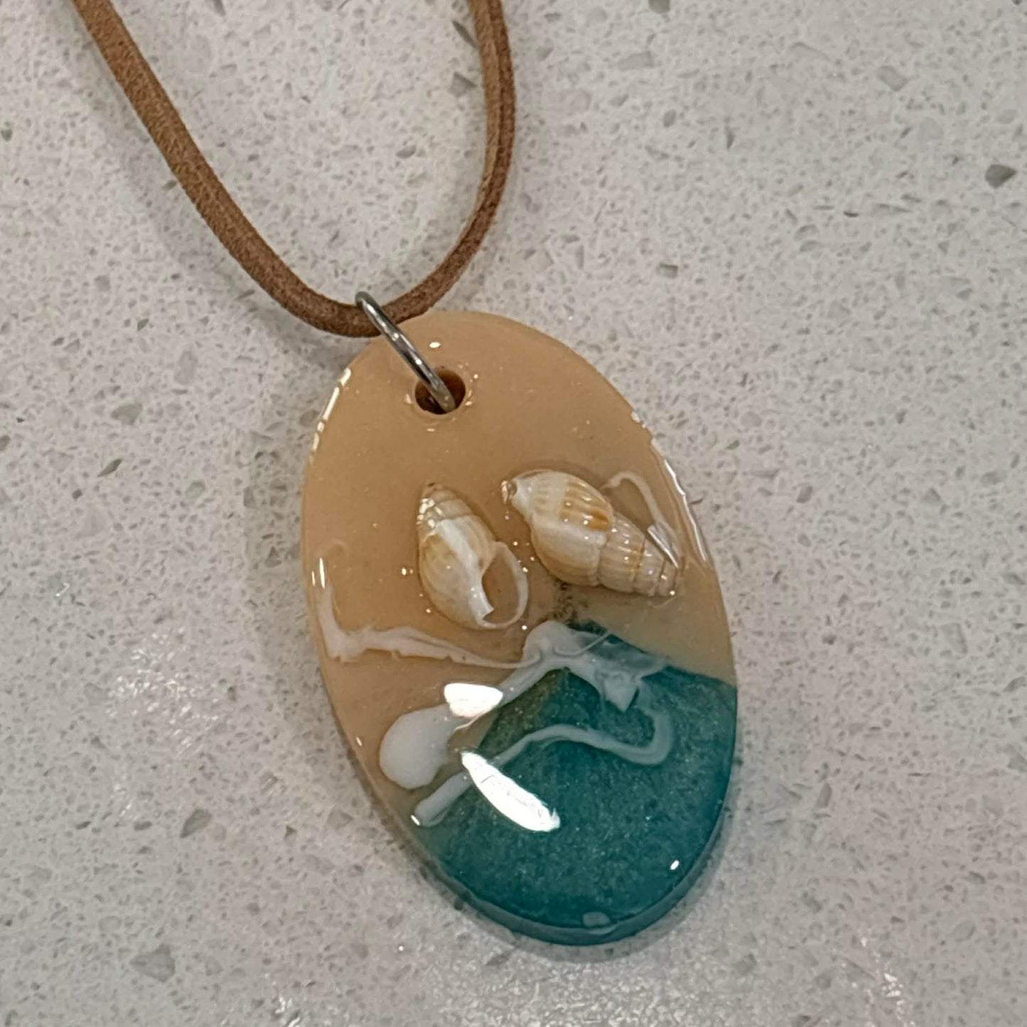 BRENDA STONE ART - Oval Ocean Pendant Suede 2