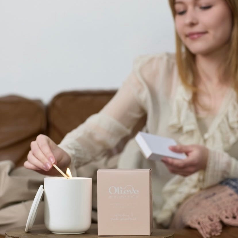 OLIEVE AND OLIE- Olive Leaf & Thyme- Ceramic Candle
