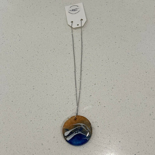BRENDA STONE ART - Large Ocean Pendant (Metal Chain) 1