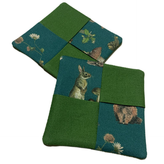 MUMMA WHOOPEE- SINGLE WINE GLASS SLIPPER/COASTERS- Woodlands and Green