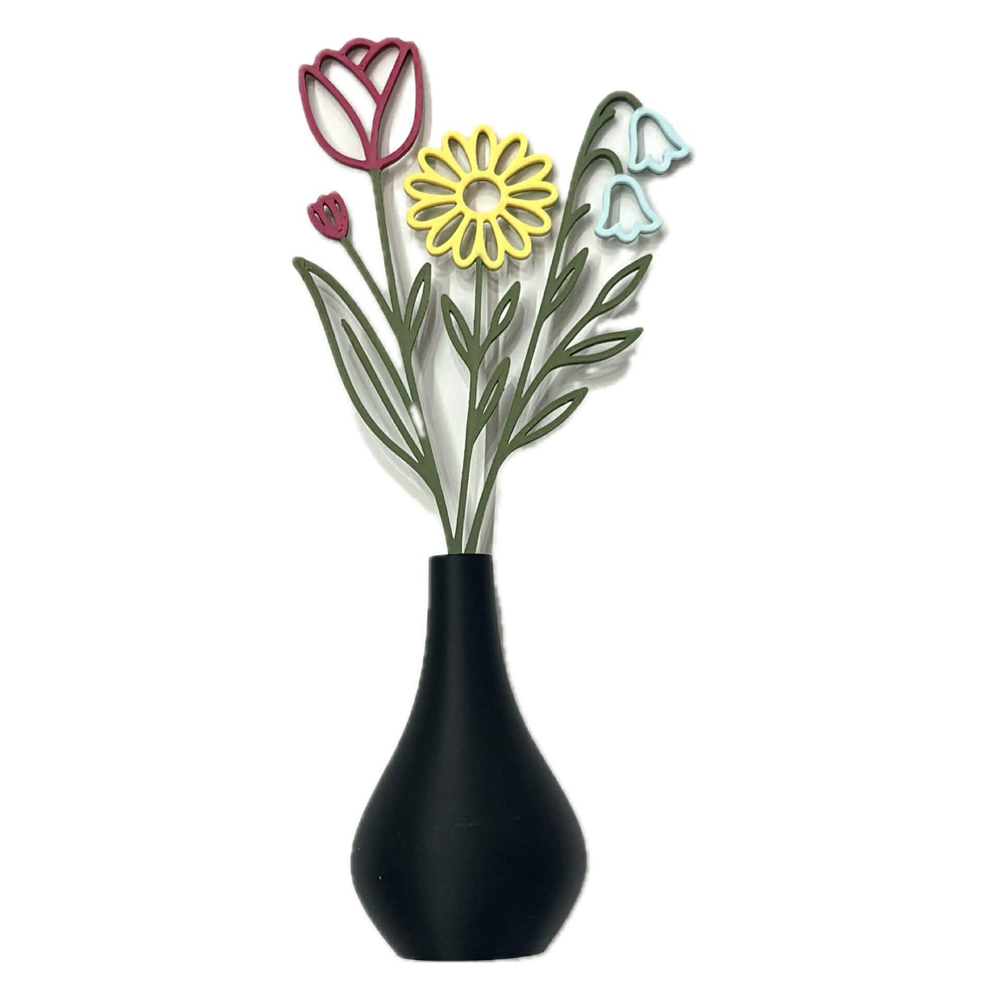 DWAYNSKI.3D - DAISY AND TULIP GARDEN - MAGNETIC BUD VASE WITH PRINTED FLOWER STEM