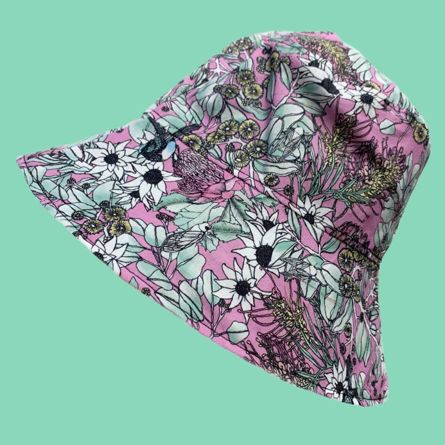 Teacups n Quilts - Pink florals and Fairy Wrens - Adult Size