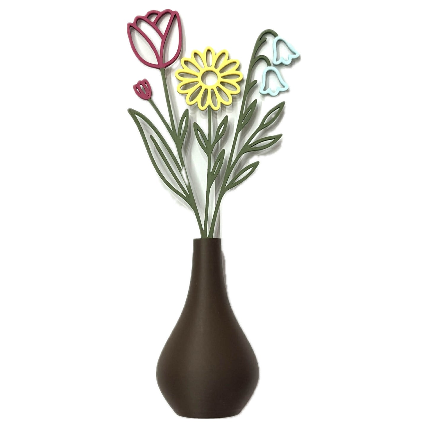 DWAYNSKI.3D - DAISY AND TULIP GARDEN - MAGNETIC BUD VASE WITH PRINTED FLOWER STEM