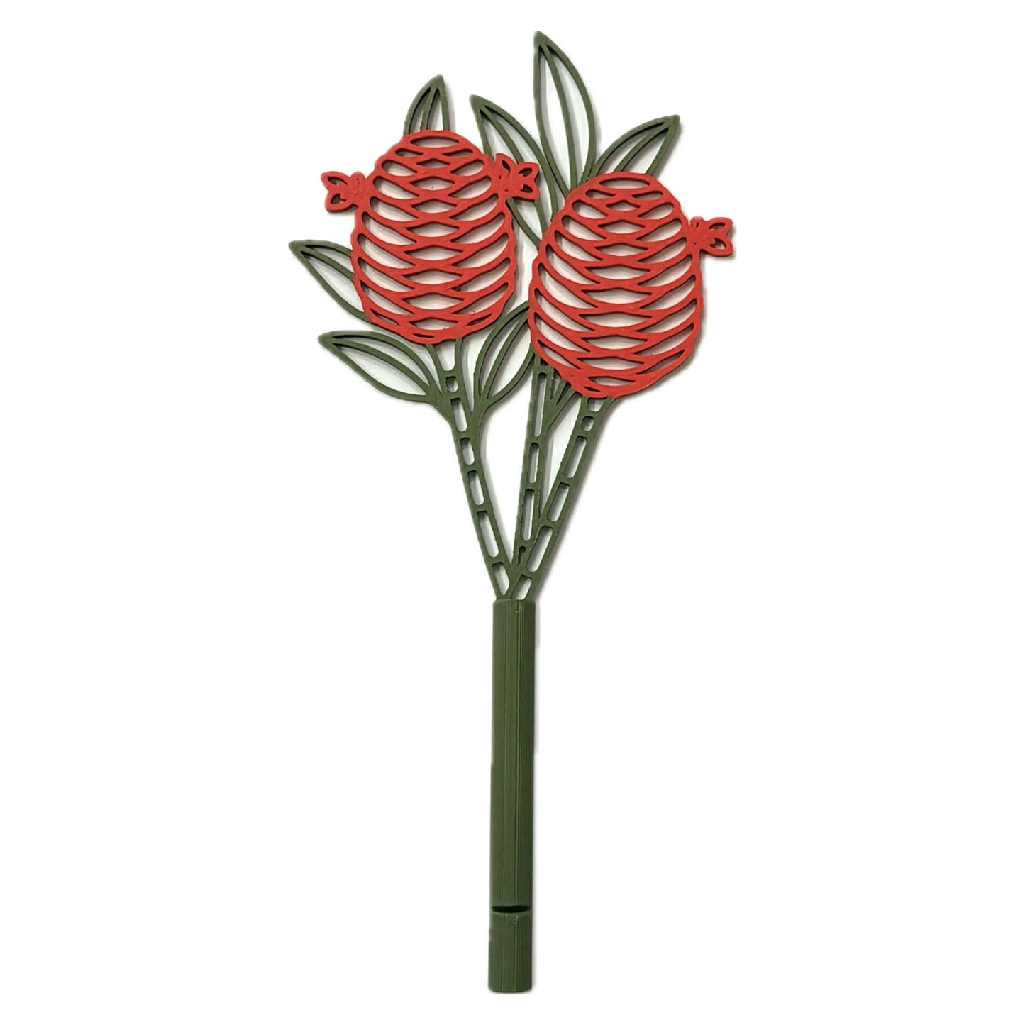 DWAYNSKI.3D - RED GINGER BLOOMS - MAGNETIC BUD VASE WITH PRINTED FLOWER STEM