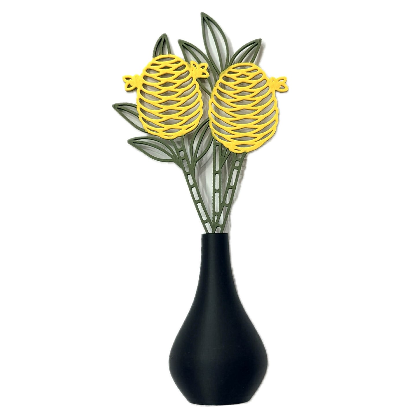 DWAYNSKI.3D - YELLOW GINGER BLOOMS - MAGNETIC BUD VASE WITH PRINTED FLOWER STEM