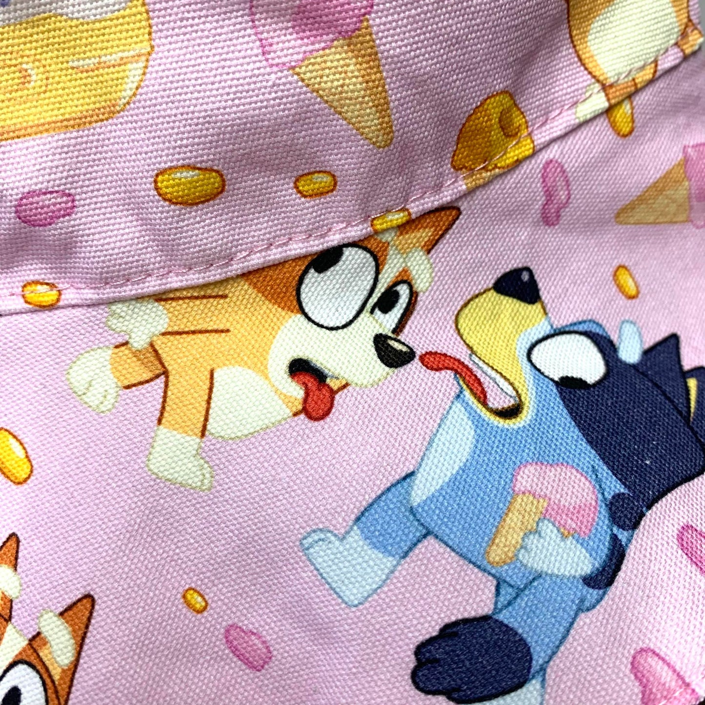 Teacups n Quilts- Bluey Pink With Donuts Fabric Hat - Kids Size Medium