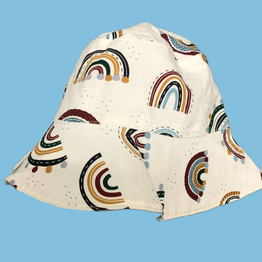 Teacups n Quilts- Boho Rainbow Fabric Hat - Kids Size Medium