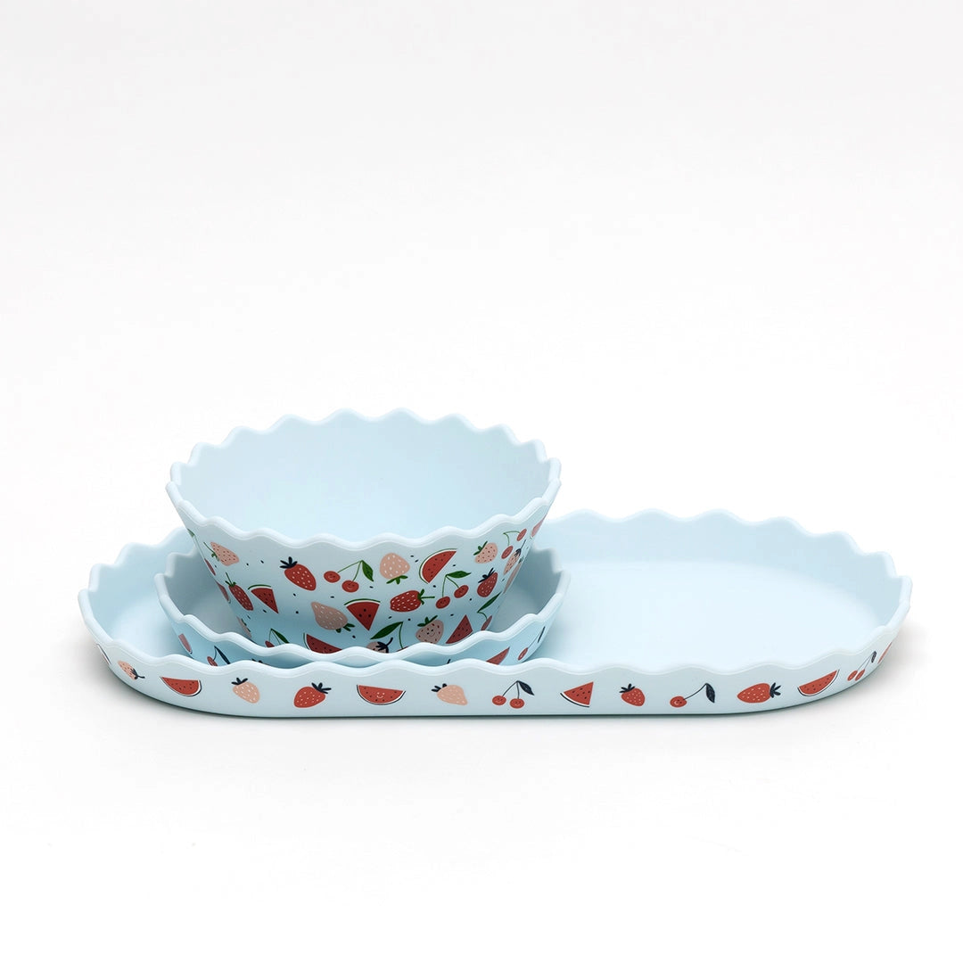 CHINO CLUB- Blue Fruits Silicone Bowl and Plate Set