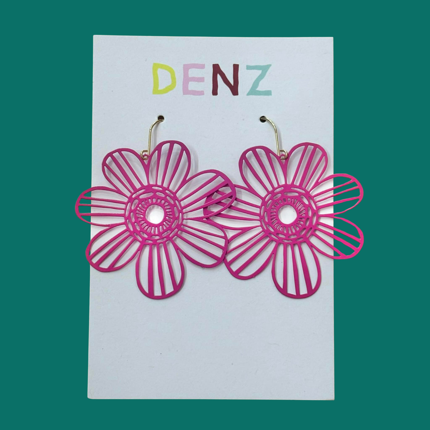 DENZ & CO - Flowers – Raspberry Pink - DANGLE EARRINGS