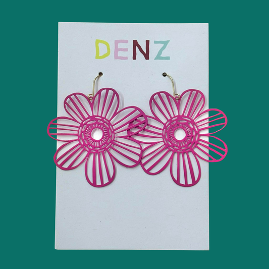 DENZ & CO - Flowers – Raspberry Pink - DANGLE EARRINGS