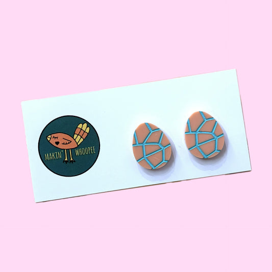 MAKIN' WHOOPEE - EASTER "Cracked Eggs" in turquoise STUD EARRINGS