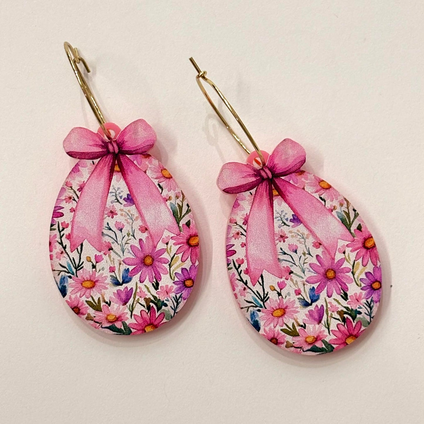 MAKIN' WHOOPEE - EASTER "Floral Bow Egg" HOOP EARRINGS
