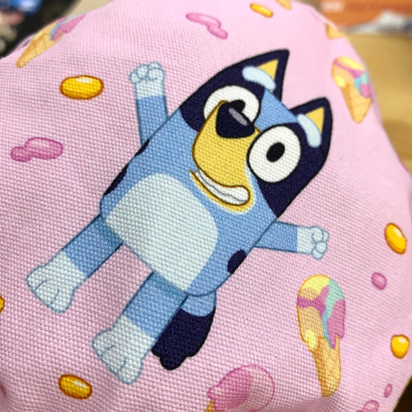 Teacups n Quilts- Bluey Pink With Donuts Fabric Hat - Kids Size Medium