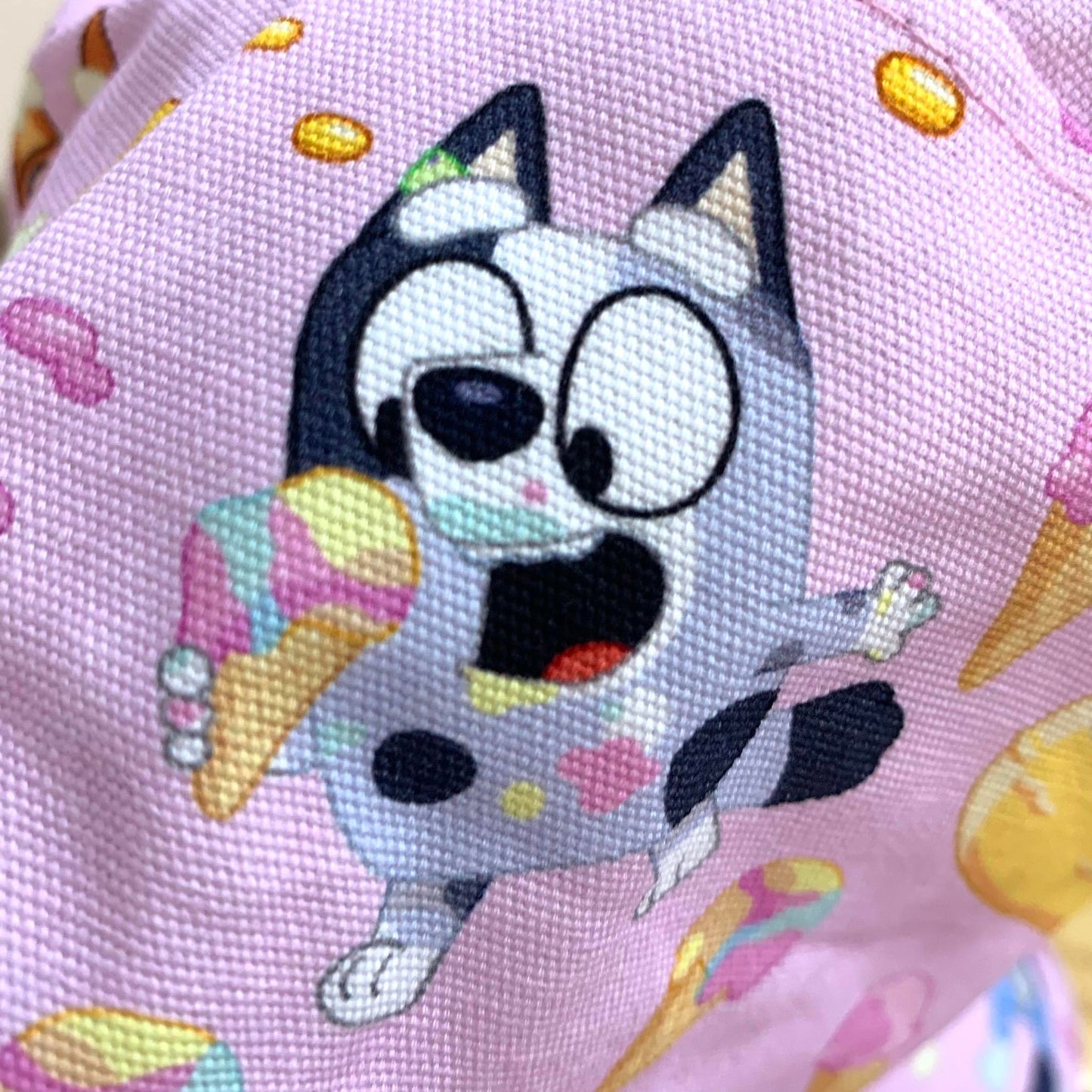 Teacups n Quilts- Bluey Pink With Donuts Fabric Hat- Kids Size Small