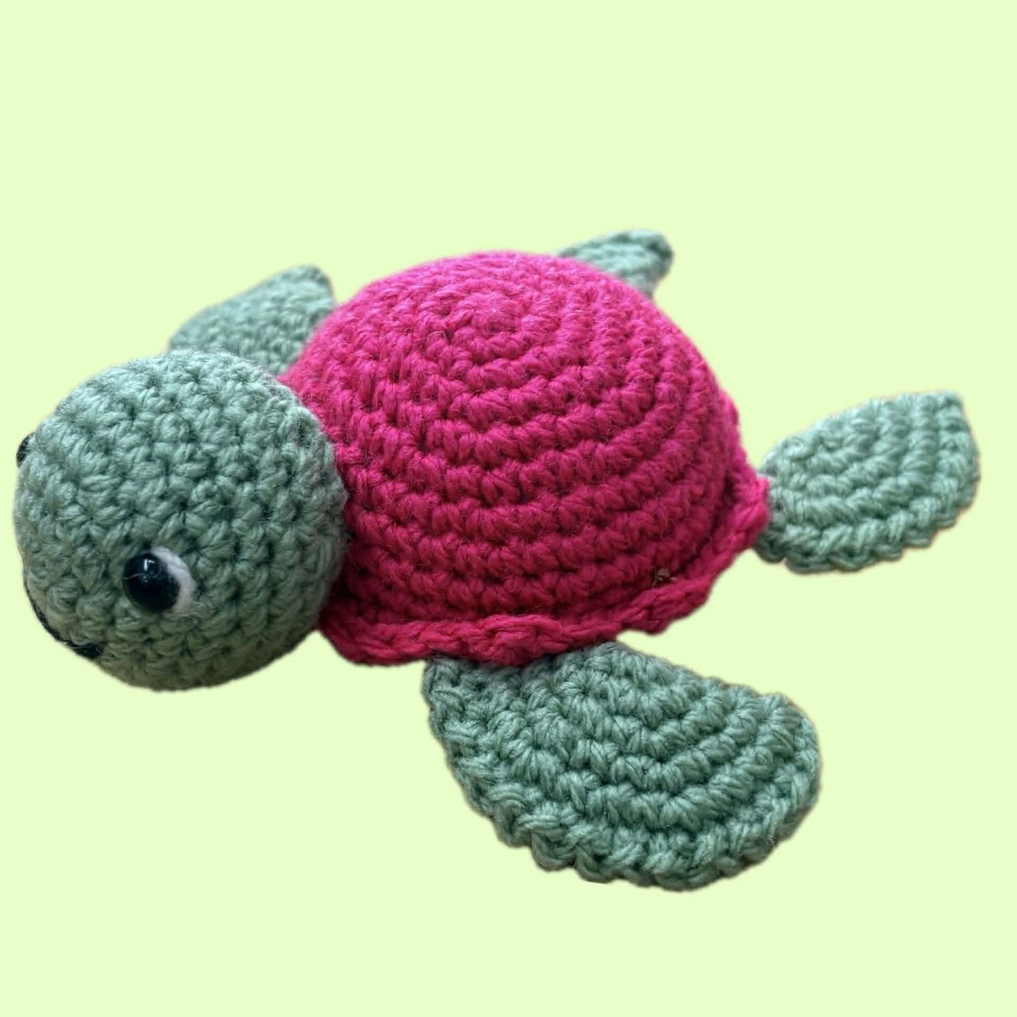 BEAKNITS-Crocheted Turtle - Raspberry Pink Shell