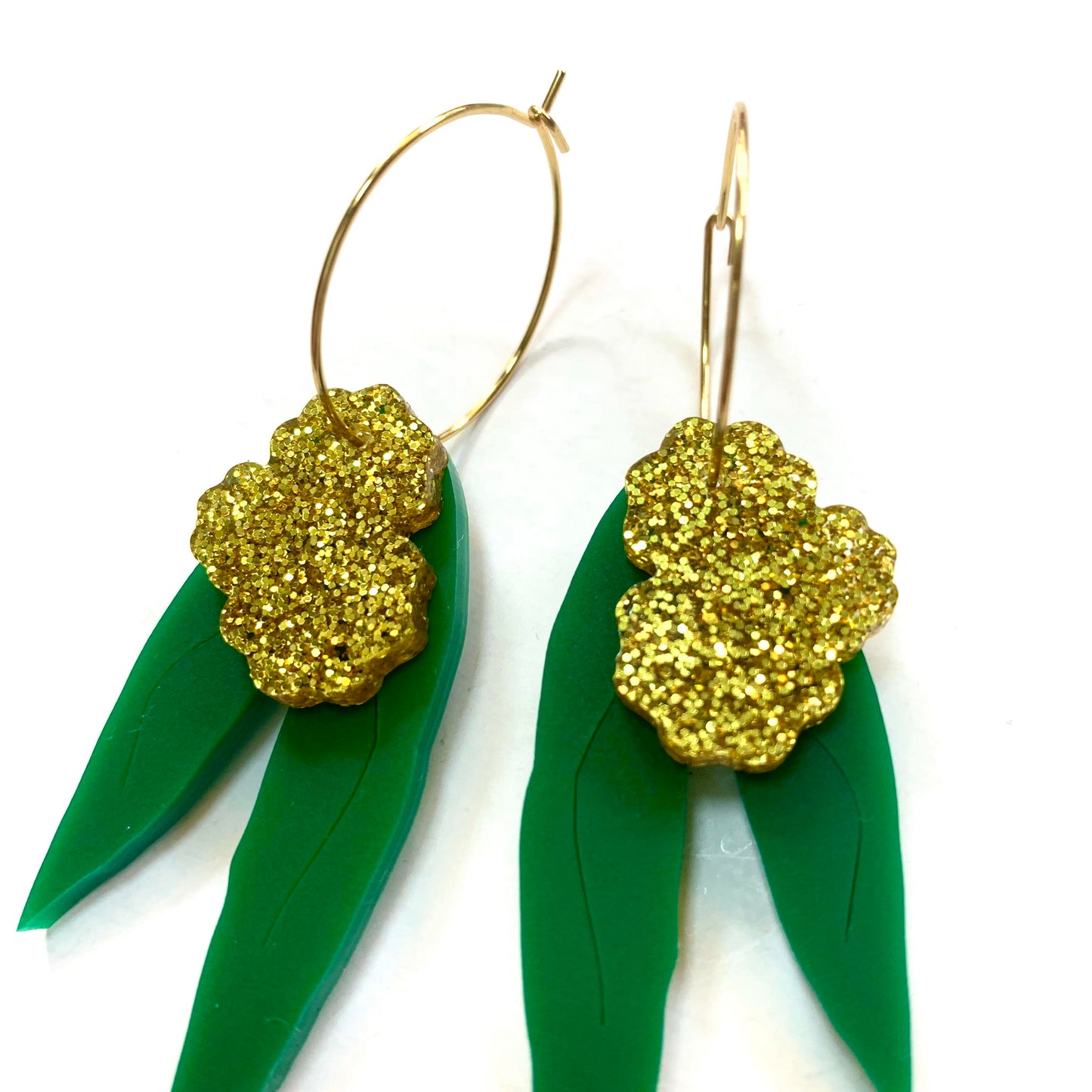 MAKIN' WHOOPEE - "Wattle Ya Know" - Hoop Dangles- Gold Glitter