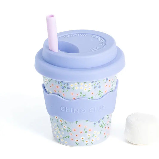 CHINO CLUB- Kids 4oz Reusable Keep Cup- Blue Floral