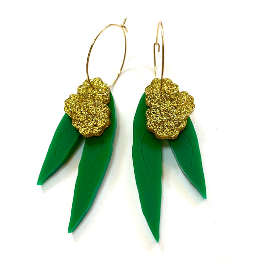 MAKIN' WHOOPEE - "Wattle Ya Know" - Hoop Dangles- Gold Glitter