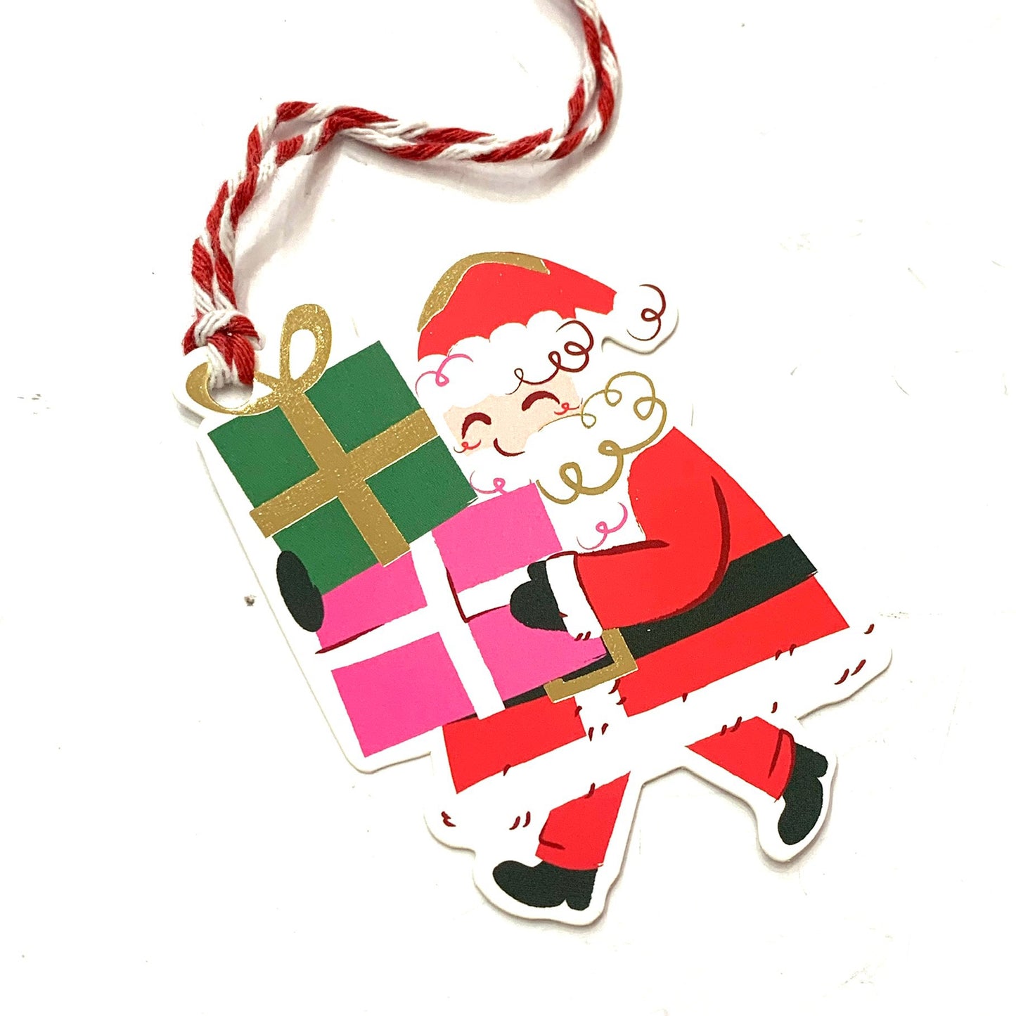 CANDLEBARK CREATIONS - "Jolly Santa" Single Tag - CHRISTMAS TAGS