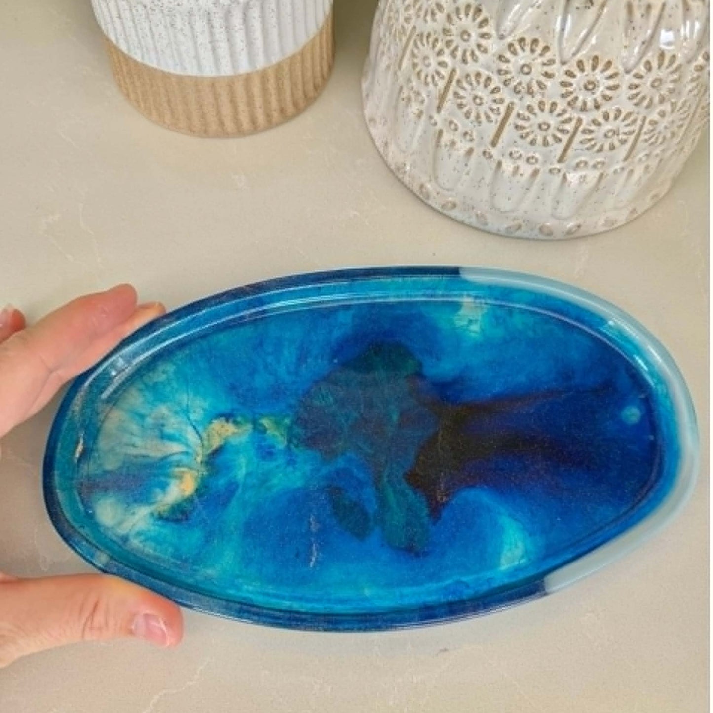 BRENDA STONE ART - Large Oval Ocean Tray 2