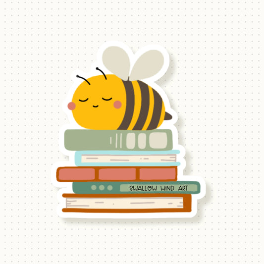 SWALLOW WIND ART - BEES AND BOOKS - VINYL STICKER