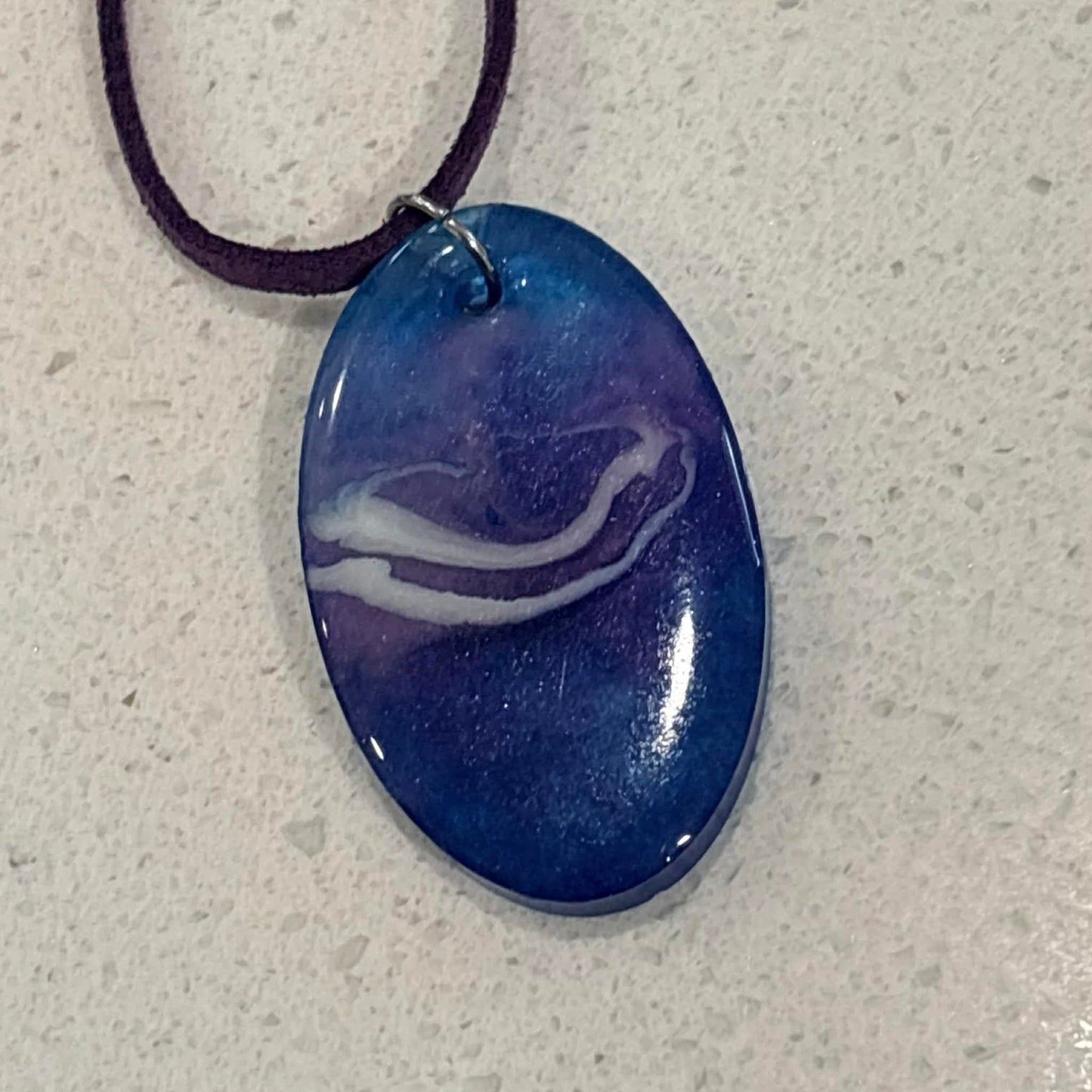 BRENDA STONE ART - Oval Ocean Pendant Suede 3