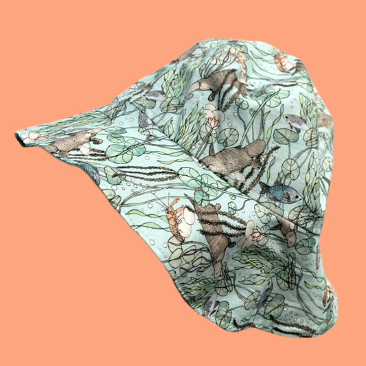 Teacups n Quilts- Platypus Scenic Route Fabric Hat- Kids Size Medium