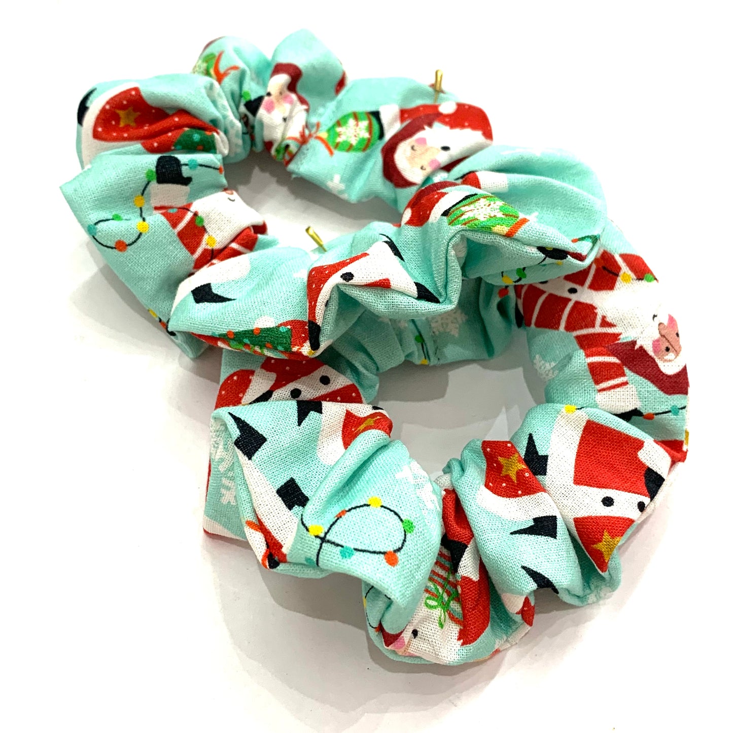 MUMMA WHOOPEE - Regular “Aqua Cheeky Santa” SCRUNCHIE