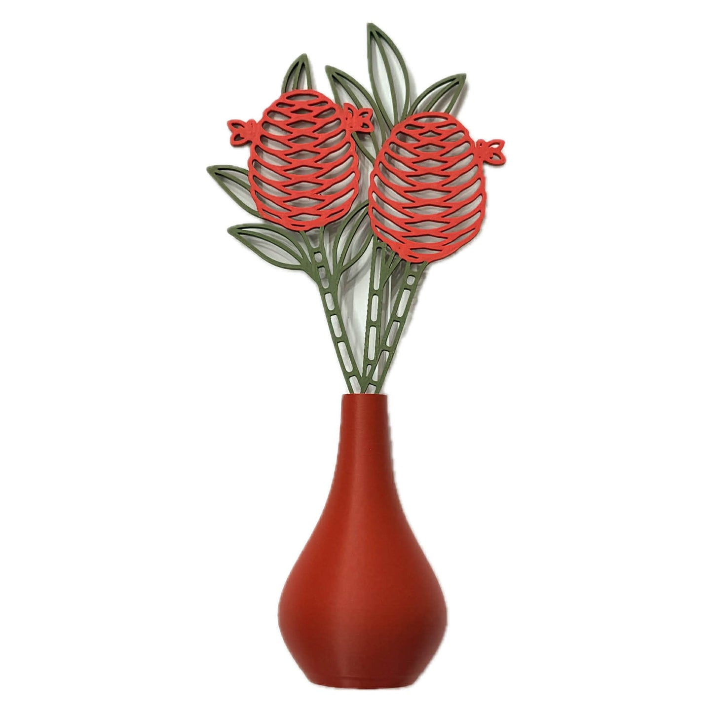 DWAYNSKI.3D - RED GINGER BLOOMS - MAGNETIC BUD VASE WITH PRINTED FLOWER STEM