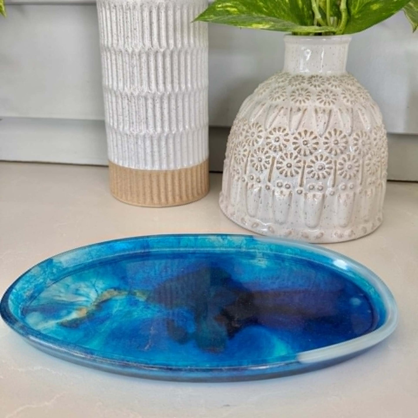 BRENDA STONE ART - Large Oval Ocean Tray 2